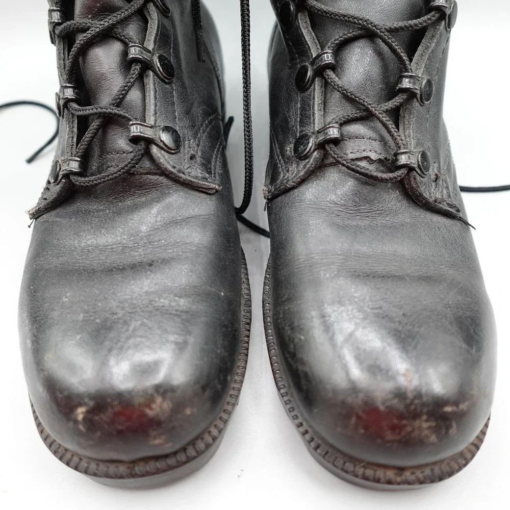 Vintage Military Combat Jump Boots Mens 4.5 Black Leather PJ 7-86 80s Tactical